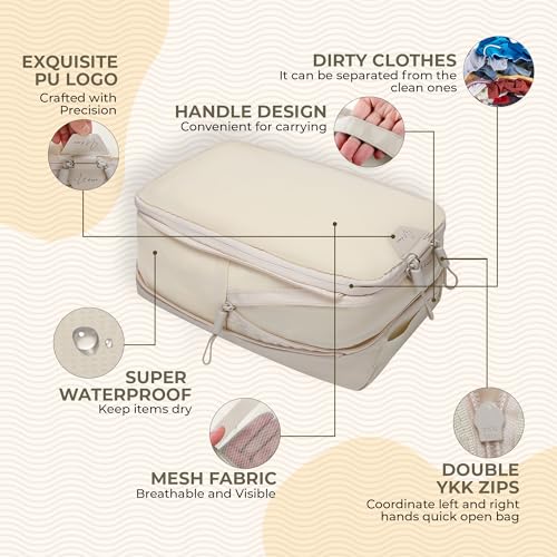 6 Set Compression Packing Cubes for Travel Women & Men, Suitcase Organizer Bags Set, Travel Organizer Bags with Double Zipper, Space-Saving Luggage Storage for Suitcase2