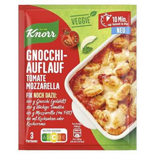 Knorr Fix Würzmischung Gnocchi Auflauf Tomate Mozzarella für ein leckeres Gratin ohne geschmacksverstärkende Zusatzstoffe 3 Portionen