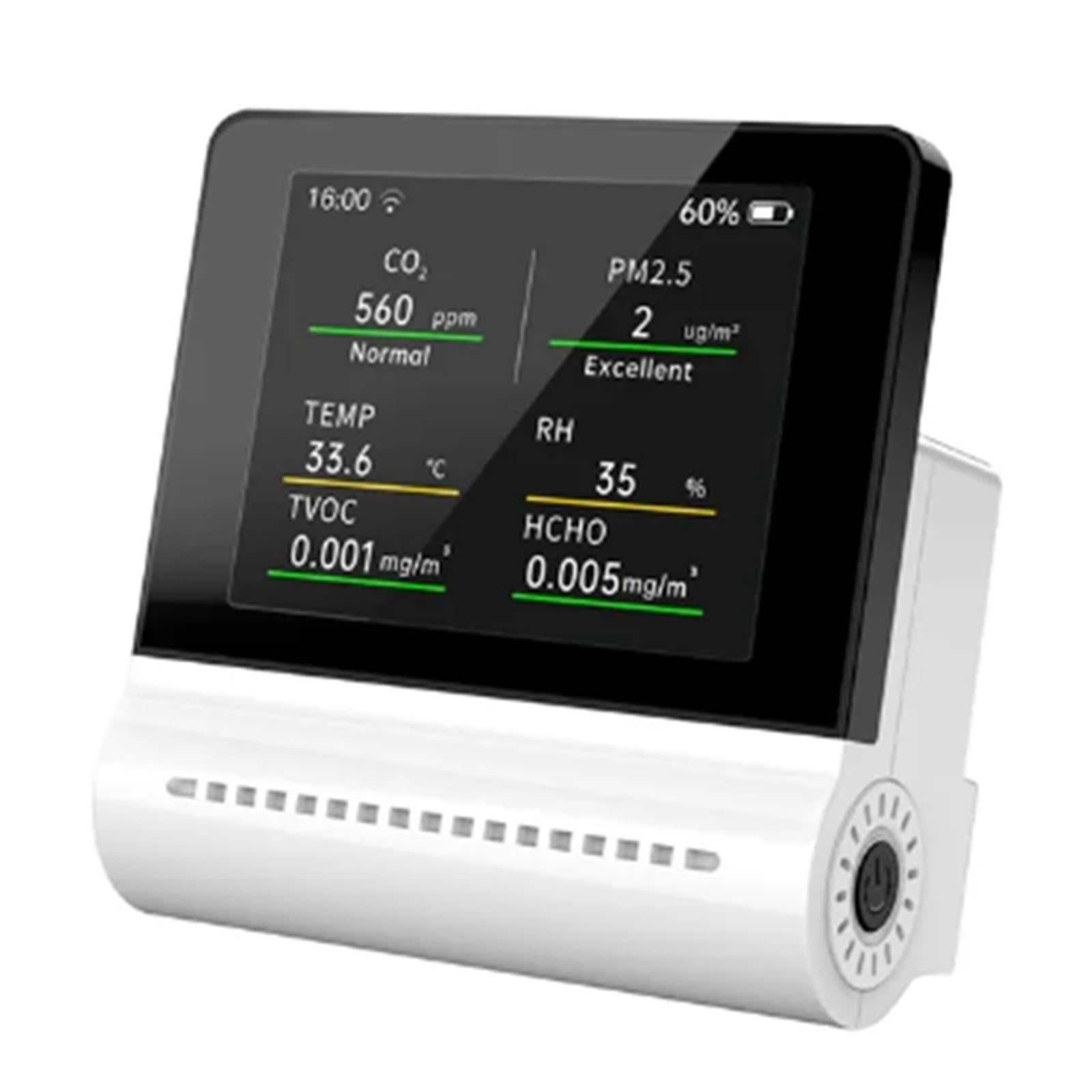 CVFRDD 1 Set Air Quality Monitor Pm2.5 HCHO TVOC Co2 Temperature Humidity Multifunctional Capacitive Touch Screen