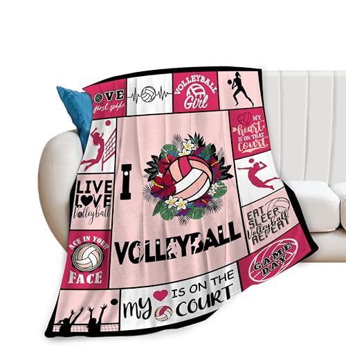Super Soft Warm Volleyball Fleece Throw Blanket for Teen Girls & Women - Cozy Fluffy Lightweight Flannel Gifts for Kids & Adults - 50