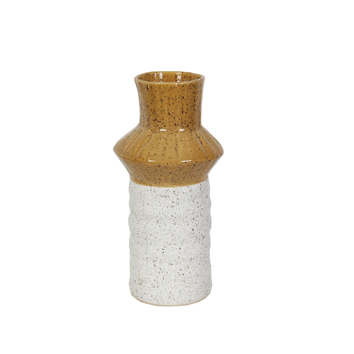 Romimex Vase Yellow White Ceramic 19 x 41 x 19 cm