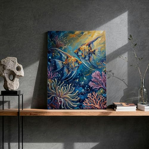 Toile murale abstraite pour raviver un mur vide avec du corail bleu - 4
