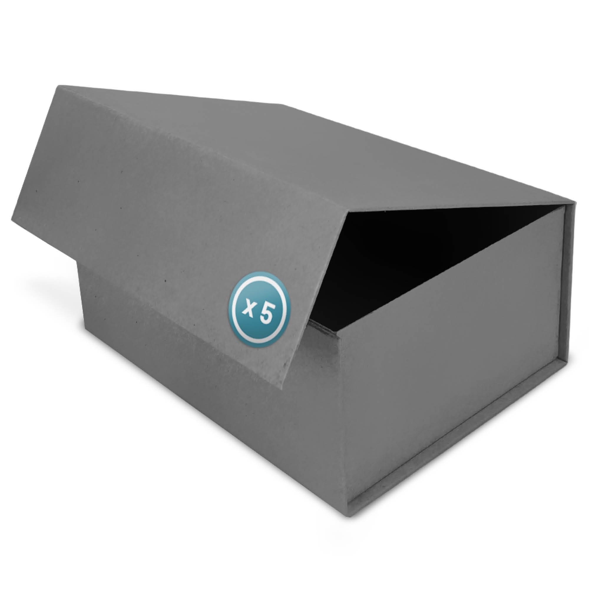 Geschenk-Box mit Deckel | 31 x 22 x 15cm (5er Pack) ] | Geschenk-Karton mit Magnet-Verschluss | Perfekt für Geburtstag, Hochzeit, Weihnachten, Geburt | Geschenk-Verpackung in Grau