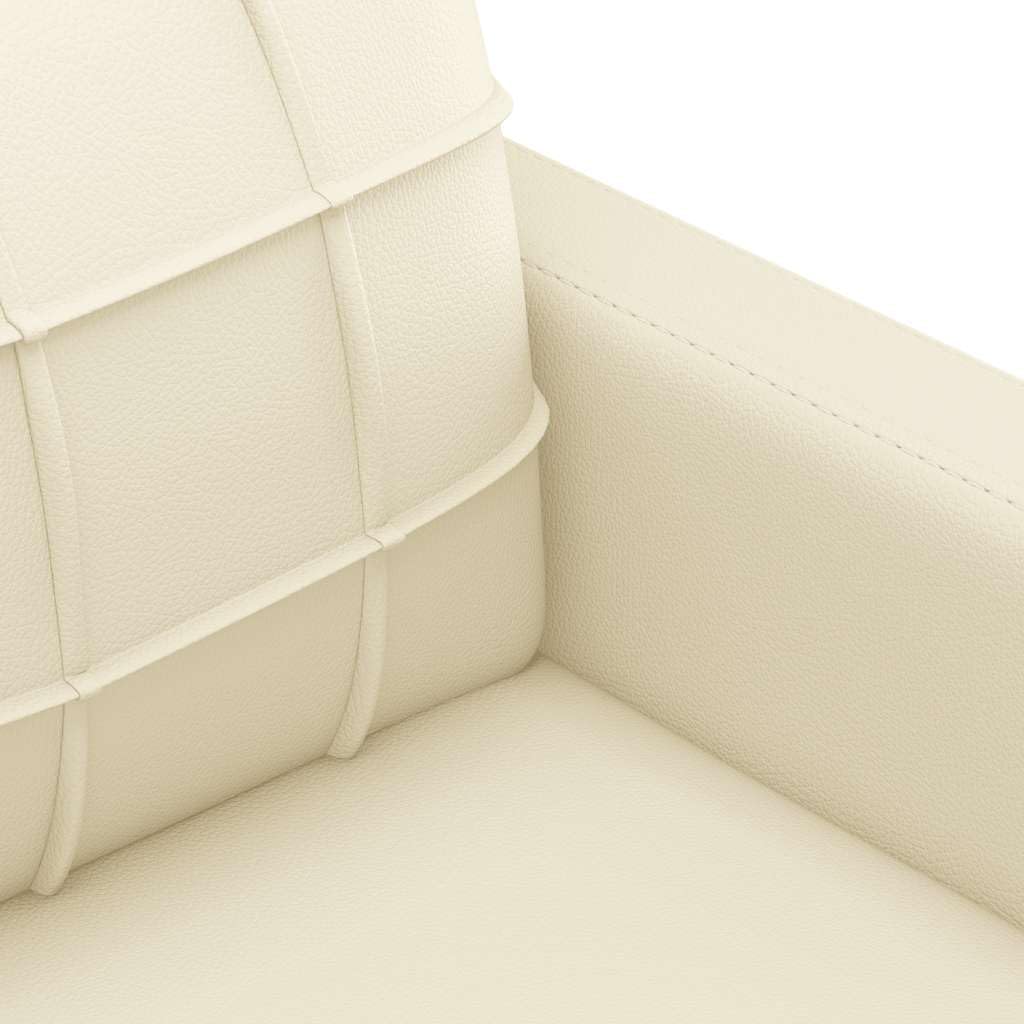 Sillón Cuero sintético Crema 60 cm Butaca Orejera con Respaldo Alto, Sofá Individual con Reposabrazos, Sillón Lounge para Salón, Dormitorio y Balcón