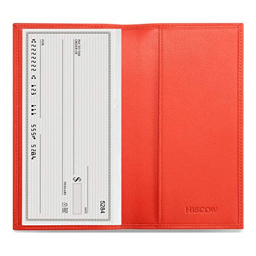 Image of HISCOW Minimalist Checkbook Cover - Full Grain Leather (Premium Scarlet)