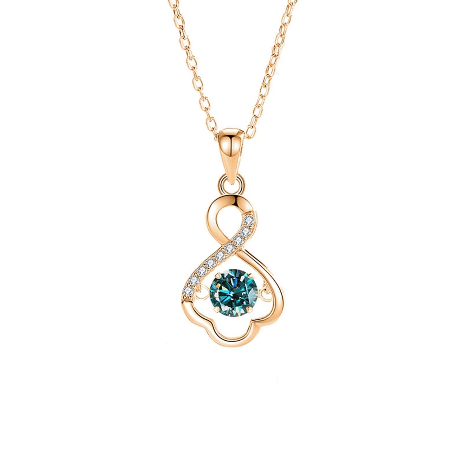 Łańcuszek na szyję z wisiorkiem 9/14/18-karatowego złota, zielony moissanit 0,5 ct Infinity łańcuszek damski, delikatne prawdziwe złoto