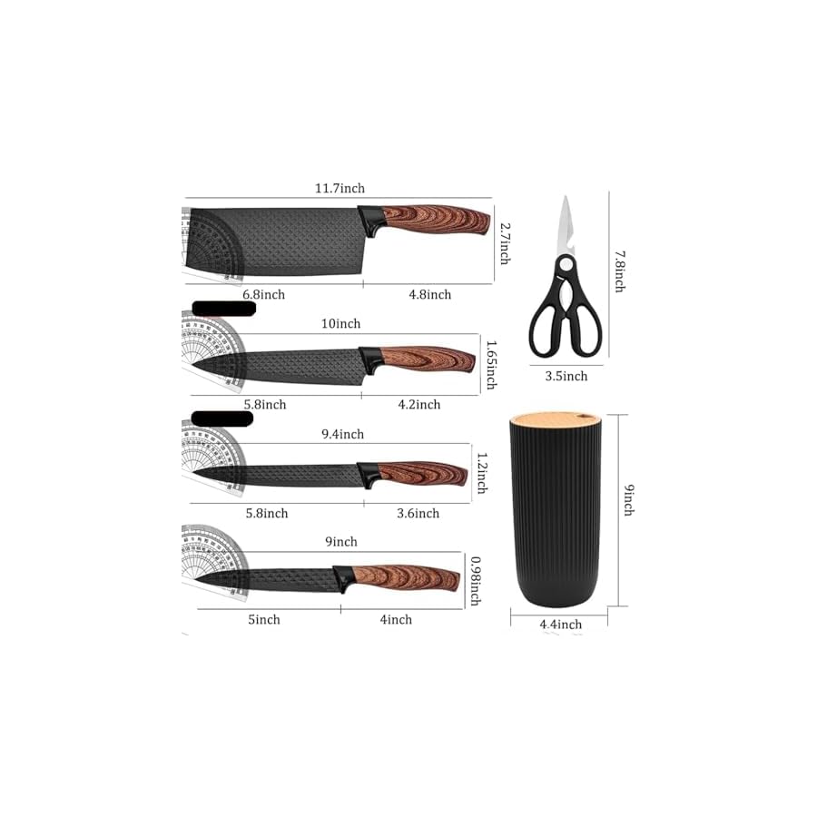 Wooden-6-Piece-Black-Professional-Kitchen-Knife-Set-for-Chef-Super-Sharp-Knife-Set-with-Universal-Knife-Block-Anti-Rust-Stainless-Steel-Kitchen-Knife-Block-Set-Ergonomical-Design-Black-Knife-Set Wooden 6-Piece Black Professional Kitchen Knife Set for Chef, Super Sharp Knife Set with Universal Knife Block, Anti-Rust Stainless Steel Kitchen Knife Block Set, Ergonomical Design (Black Knife Set)