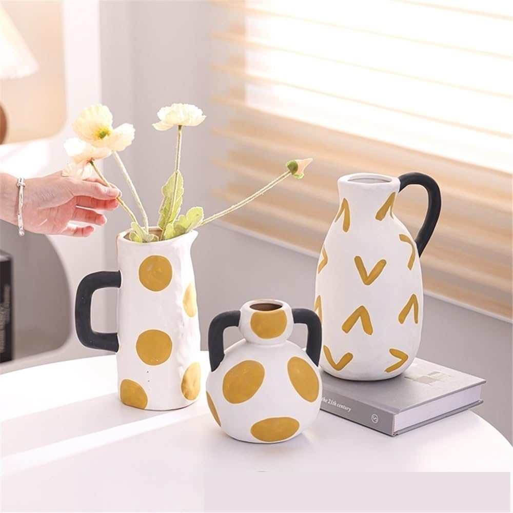 Vaso Di Fiori Vaso in ceramica dipinto, semplice arredamento for hotel, forma di bollitore, composizione floreale