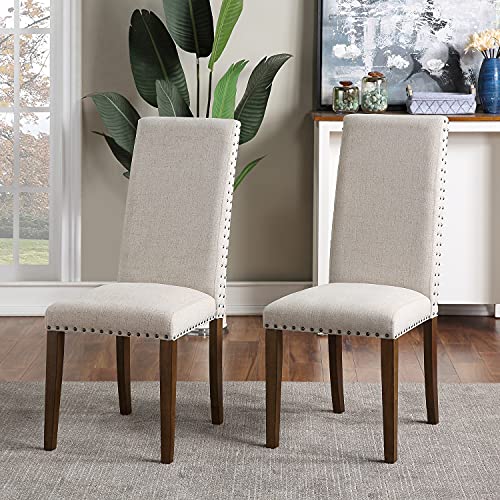 Merax Dining Chairs Set Of 2 Parsons Diner Chair Upholstered Fabric Dining Room Chairs With Copper Nails Kitchen Chairs #TOP2