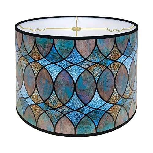 Image of Royal Designs, Inc. Trendy Decorative Handmade Drum Shade, Made in USA, 14in, HBCN-8041-14, Cool Hues