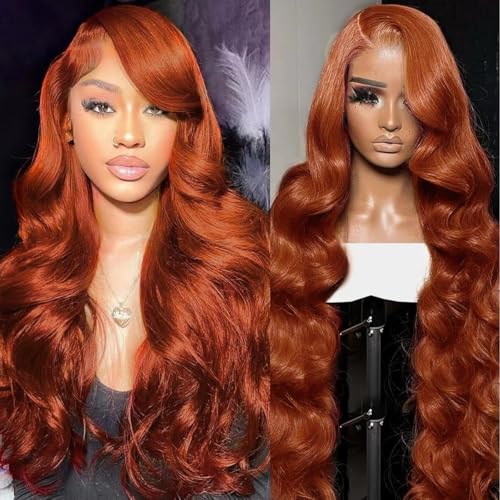 Dochuman 30inch Reddish Brown Lace Front Wigs Human Hair 13x6 Hd Lace Frontal Wigs 200 Density Body Wave Auburn Colored Red Wigs For Women
