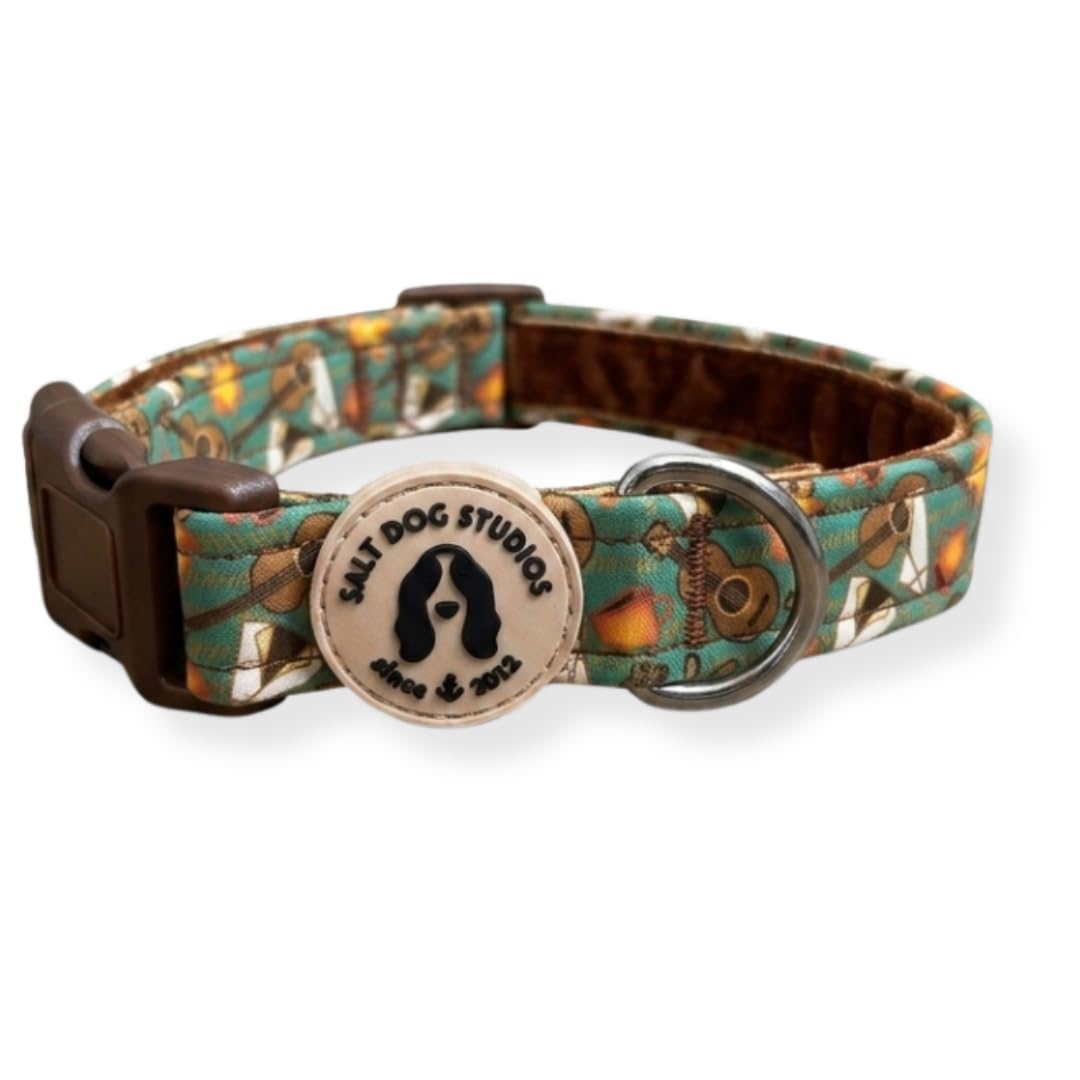 Adventure Dog Collar โ Adjustable Velvet Lined Dog Collar for Small, Medium, Large & Extra Large Dogs โ Soft Comfortable Fabric Collar by Salt Dog Studios (Mountain Camp Out, Small)