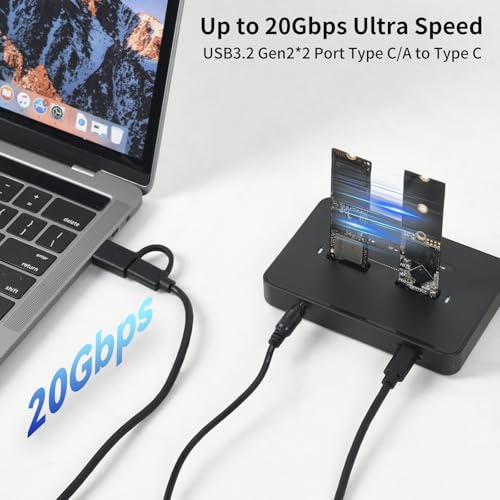 ELUTENG M.2 NVMe SSD Cloner USB 3.2 20Gbps NVMe Enclosure Tool-Free SSD to USB Adapter M.2 Duplicator Dual Bay Supports Offline Clone for 2230/2242/2260/2280 SSDs of M-Key - Thumbnail 2