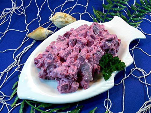 GreetFish Roter Heringssalat, Matjes-Bismarckheringswürfel, Rote Bete Salat, 500g