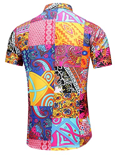Men's Casual Printed Button Down Beach Short-Sleeve Dress Shirt2