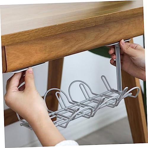 Angoily juego de 2 bandejas organizadoras de cables para debajo del escritorio para gestión eficiente de cables diseño en blanco y gris miniatura 7