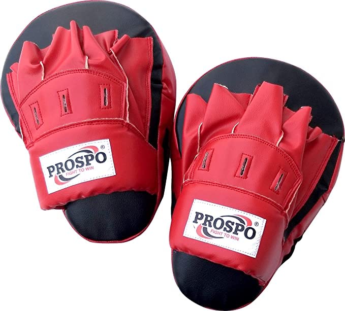Image of Prospo Curved Focus Pads /Punching Mitts for Boxing /MMA /Muay Thai /Kickboxing /Karate /TAEKWANDO (Red-Black)