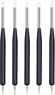 5pcs Nail Art Dotting Tools Pen Dual Head UV Gel Carving Pen Nail Silicone Brushes Set Pottery Clay Sculpting Modeling Painting Drawing Tool DIY Art Craft (Black)
