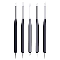 Vista 1 de 5 piezas de herramientas de punteado para arte de uñas, bolígrafo de doble cabezal para tallar gel UV, juego de pinceles de silicona para uñas