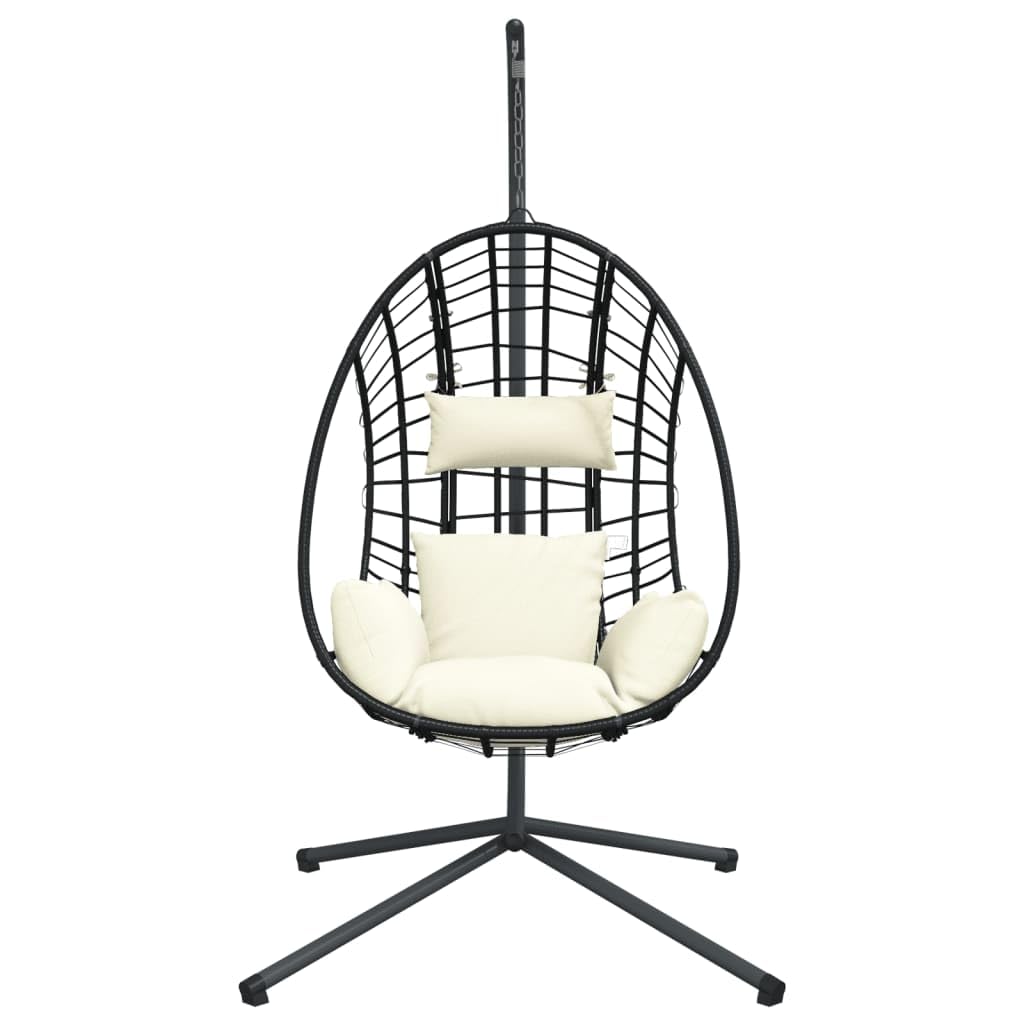Genérico Silla Colgante Huevo con Soporte ratán y Acero Beige, Balancines de jardín Beige,4007411