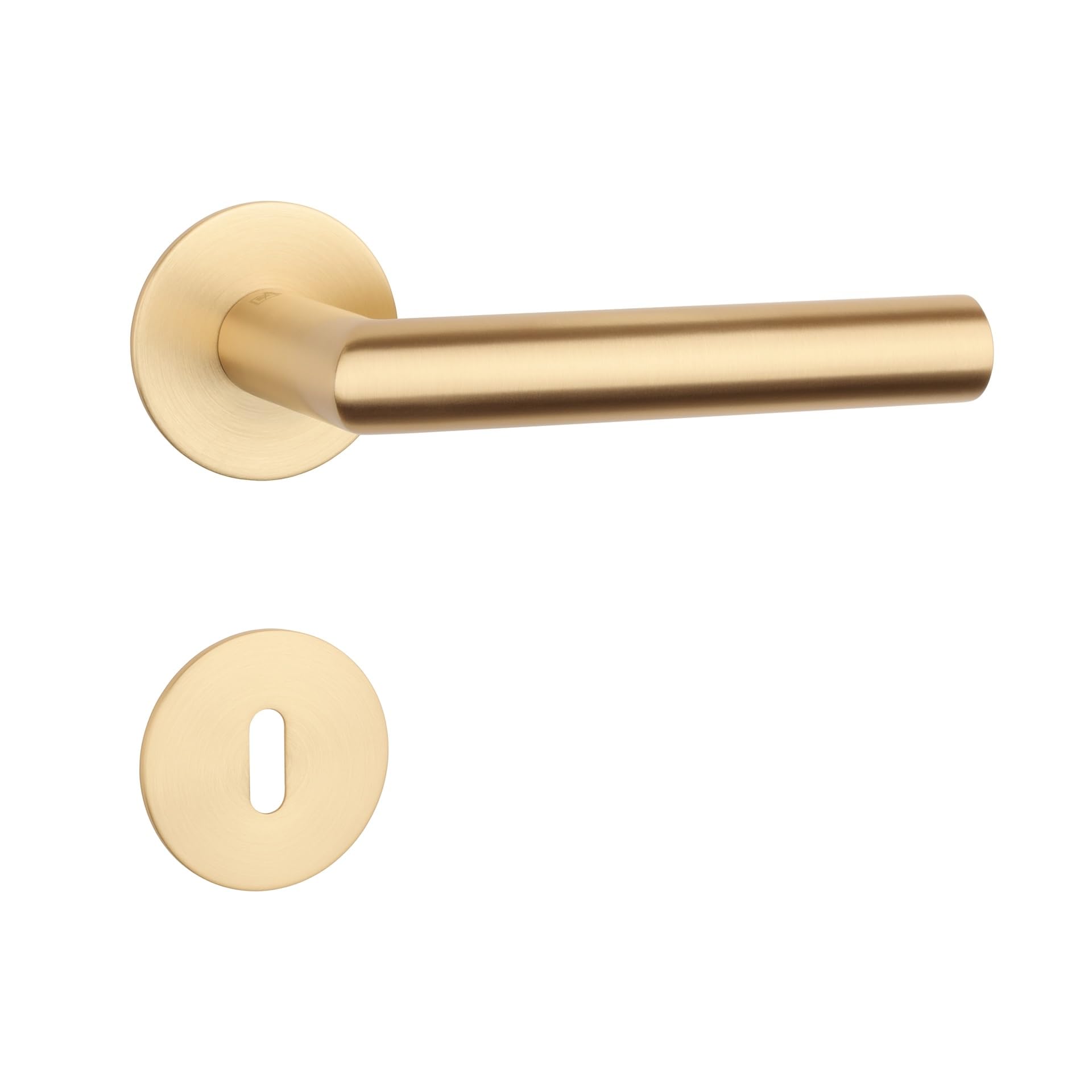 Beschläge Hamburg | STERK OVAL 1750 ULTRA SLIM 3MM | Türklinke mit flachen Buntbart Rosetten ø54,5x3 mm | Türbeschlag für Zimmertüren | Drückergarnitur Türgriff für Innentüren in goldfarben matt
