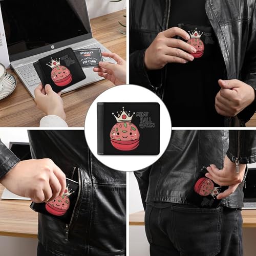 Meatball Queen Bifold Wallet for Men Women PU Leather Slim Purse Pocket Wallet with Card Holder3