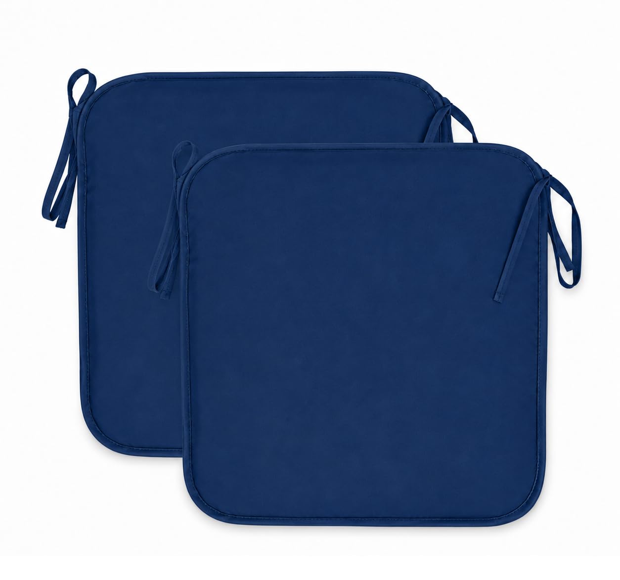 INSAFIANS Waterproof Chair Cushions Tie-On Seat Pads Dining Kitchen Patio Outdoor Chairs Packs of 2, 4, 6, or 8 (Pack 2 Navy)