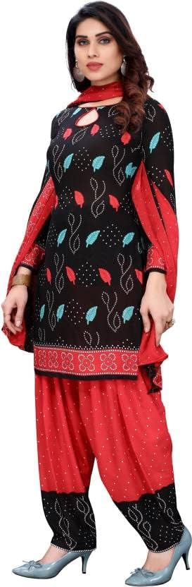 Readymade New Panjabi Style Crepe Fabric Patiyala Designer Salwar Suit for Women with Matching Dupatta — view 4