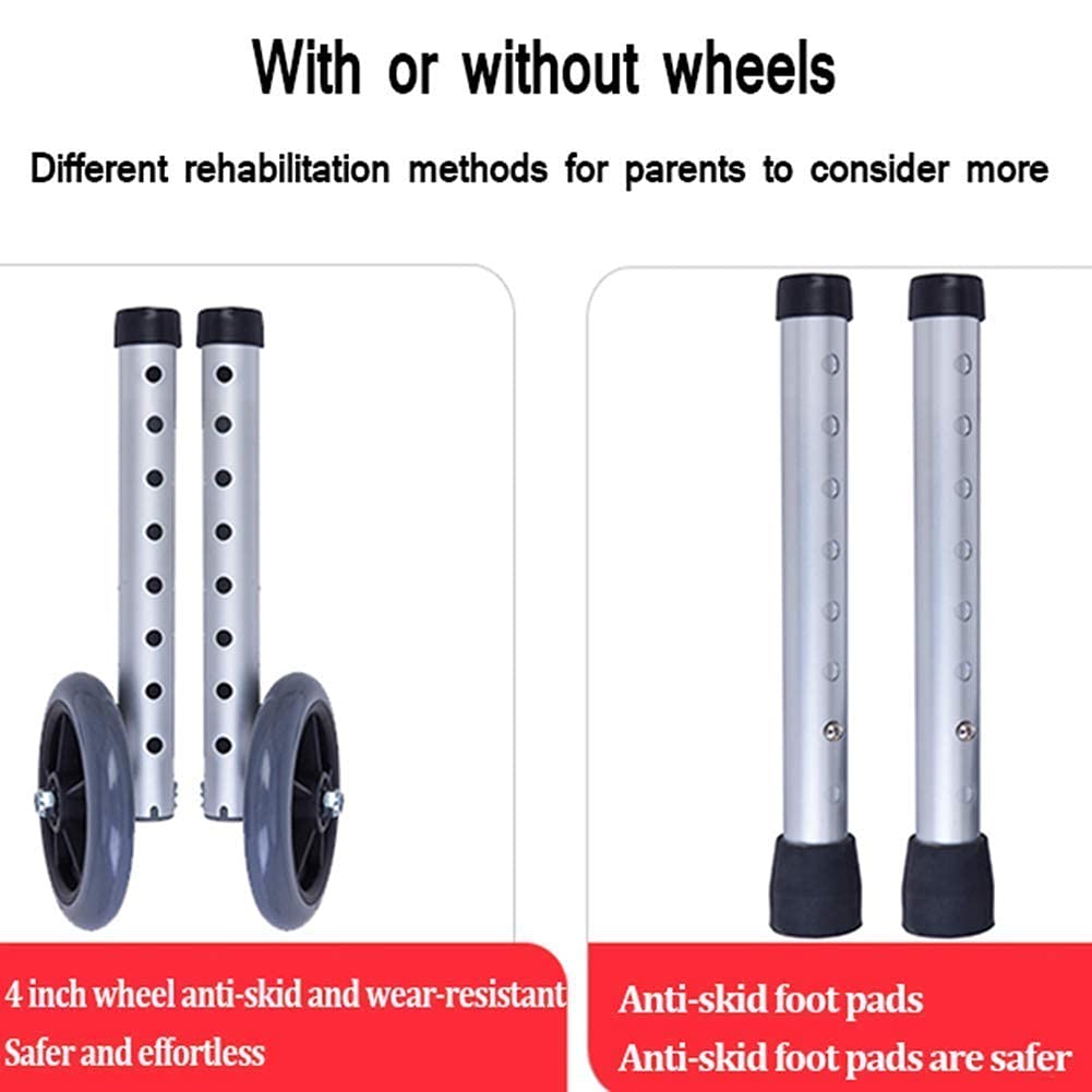 Chodziki dla seniorów Lekki chodzik Rollator, aluminiowy chodzik chodzik, siedzenie i koła, podwójny układ hamulcowy, alternatywa dla kul, podnoszony wyściełany chodzik, trwała pomoc w poruszaniu się
