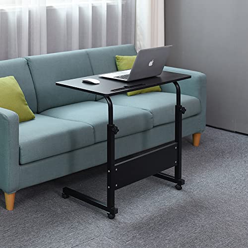 Emall-Life-Tray-Table-Adjustable-SofaBed-Side-Table-Portable-Desk-with-Wheels-Overbed-Table-Laptop-Cart-with-Holder-Slot-157-236-Black-Willow