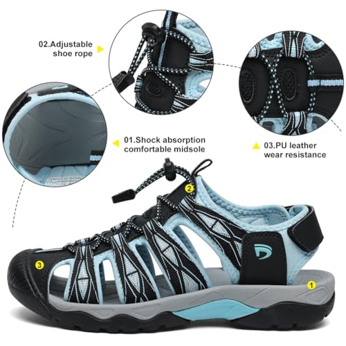 Image of Dannto Women's Sport Hiking Sandals Closed Toe Outdoor Athletic Walking Sandal Lightweight Summer Water Shoes