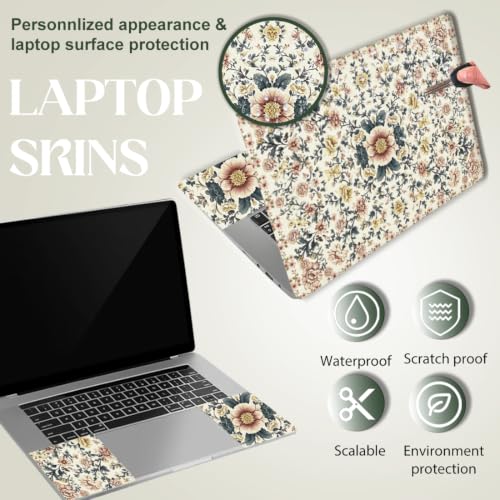 Calcomanías para laptop de vinilo colorido con diseño floral bohemio e impermeable 4
