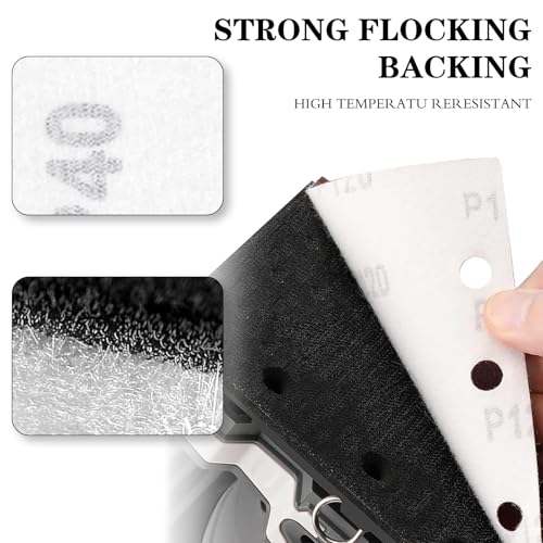 BIGP Schleifpapier-Set 100 Stück (80 x 133 mm) mit Klettverschluss | 5 Körnungen 40-240 | Für Multischleifer & Schwingschleifer | Holz, Metall, Farbe | 8-Loch Staubabsaugung