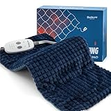 Bedsure Back Heating Pad for Neck and Shoulders, Weighted Heated Pad with Vibration, FSA Eligible Items, Birthday Gifts for Women Men Mom Men, Auto Shut Off, 5lbs 12' x 24', Navy Blue