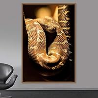 Framed Canvas Wall Art Snake Contemporary Dramatic Hallway Multicolor Photography Reptiles Snakes - 16x24 inches