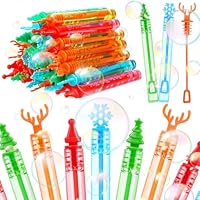 VEYLIN Christmas Mini Bubble Tubes with Wands - 20PCS Kids Bubble Party Bag Fillers for Xmas Party Supply
