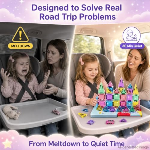 Image of Magnetic Tiles Girls Travel : Macaron Castle Tin 0.99lb 42PCS
