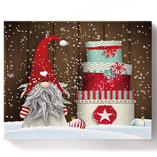 Paint by Number Kit On Canvas with Frame, Santa Claus Cartoon Christmas Gnome Gifts DIY Acrylic Drawing Paintwork Decoration for Adults Beginner, 16 x20 