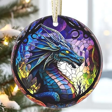 3.5 Inch Ceramic Dragon Ornament, Christmas Ornament, Christmas Decoration, Christmas Tree Ornament, Heirloom Keepsake, Gift Exchange, Gift Idea, Bauble Present Cover