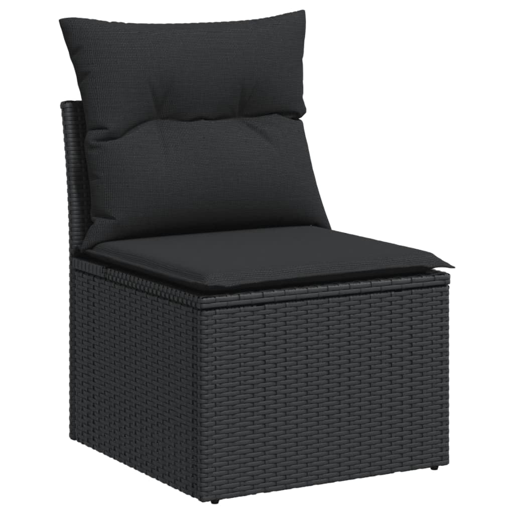 Salon de Jardin 9 Places avec Coussins Noir résine tressée Ensemble modulable Table relevable canapé d Angle extérieur Patio terrasse Housse Amovible Lavable UV résistant