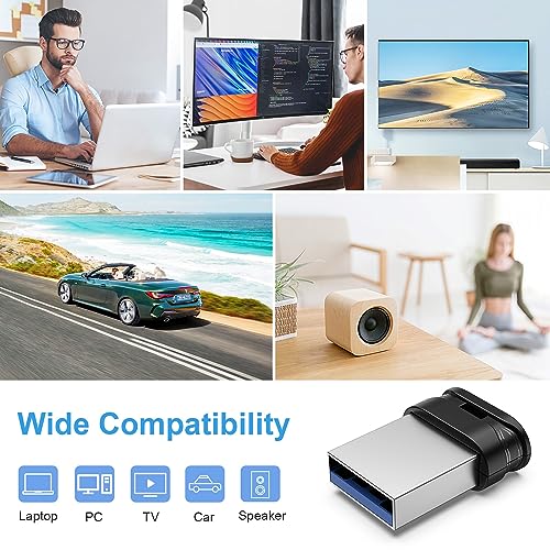 Image of RAOYI 2 Pack 64GB USB 3.0 Flash Drive, Mini Fit USB Stick Ultra Slim Thumb Drive Jump Drive Zip Drive Pen Drive with Lanyard-Black