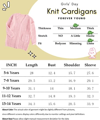 Sysea Girls Batwing Long Sleeve Cardigan Open Front Chunky Knit Sweaters Coats With Pockets Grey #TOP6