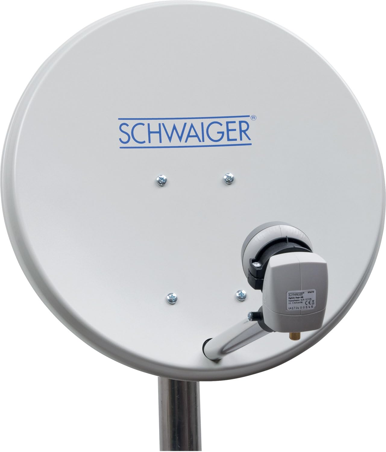SCHWAIGER SAT-Anlage Komplett-Set digital Satelitenschüssel Single LNB Satelliten-Kabel 10m SAT-Finder Sat Antenne Stahl 40cm inkl. Montagezubehör Sat-Schüssel klein 1-Teilnehmer-Anlage