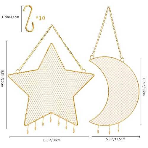 Gmpajhl Earring Wall Holder Hanging Jewelry Storage Organizer, 2 Pack Metal Grid Star And Moon Shape Jewelry Rack, Gift For Ladies And Girls #TOP3