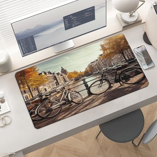 Bicycles in Amsterdam Desk Pad con Base de Goma 30x60 cm miniatura 6