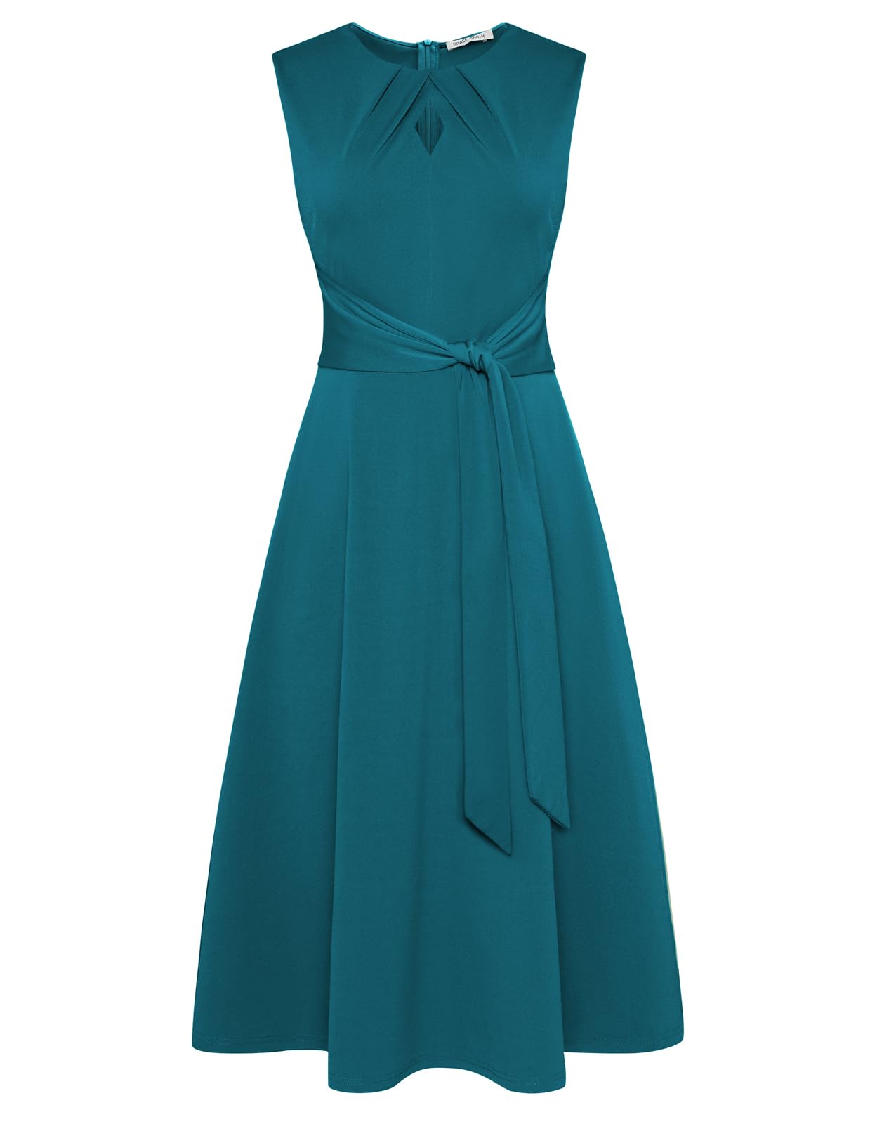 GRACE KARIN Vestido casual de verano para mujer, vestido de trabajo de oficina, manga casquillo, cremallera frontal, vestido midi con bolsillos