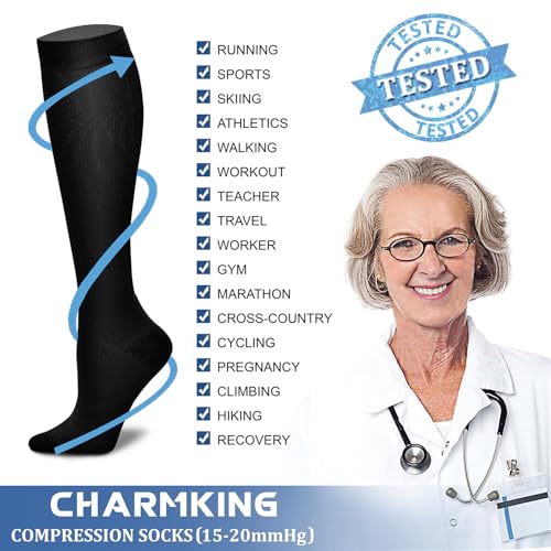 Image of Copper Compression Socks (3 Pairs), 15-20 mmhg is BEST Athletic & Medical for Men & Women, Running, Flight, Travel, Nurses - Boost Performance, Blood Circulation & Recovery