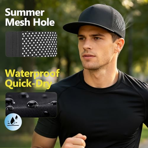 Image of M /L /XL /XXL Oversize Flat Bill Baseball Cap for Men Women Quick Dry Snapback Hats Summer Mesh 5 Panel Cap