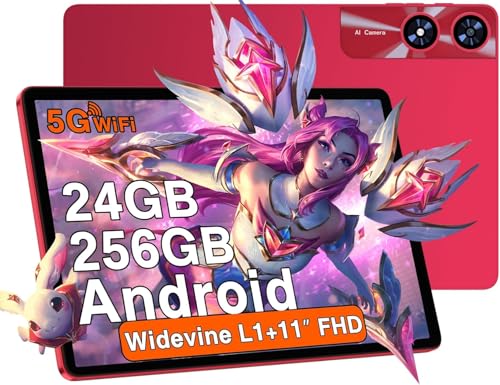 2026 Tablette 11 Pouces Android 24Go RAM+256Go ROM(2 To TF),Octa-Core 2.0Ghz, 8000mAh, 5G WiFi, Widevine L1, 2K Écran GMS 5MP+13MP, Bluetooth 5.0, FHD 1280 *...