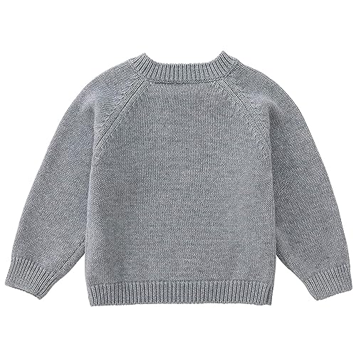 Pureborn Toddler Boys Girls Pullover Sweater Cotton Knit Warm Crewneck Long Sleeve Tops Solid Gray 4-5T #TOP2